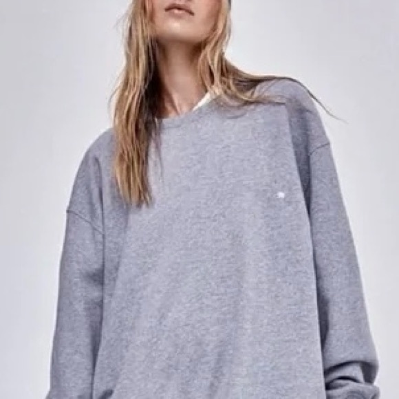 For Love & Lemons 🍋 gray Alex oversized embroidered sweatshirt sz L - Picture 2 of 11